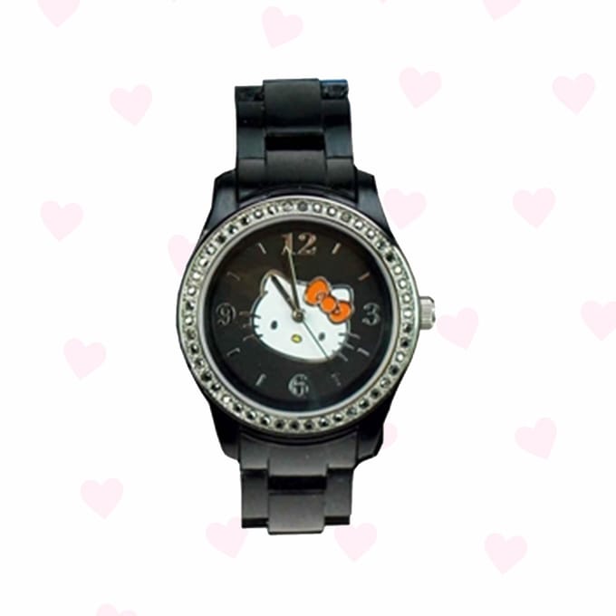 Hello Kitty Horloge Zwart Met Strass