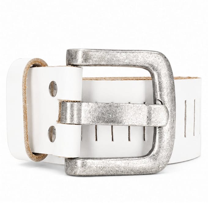 Hide & Stitches Frisco Lederen Unisex Riem - 3 cm - maat 105 - Wit
