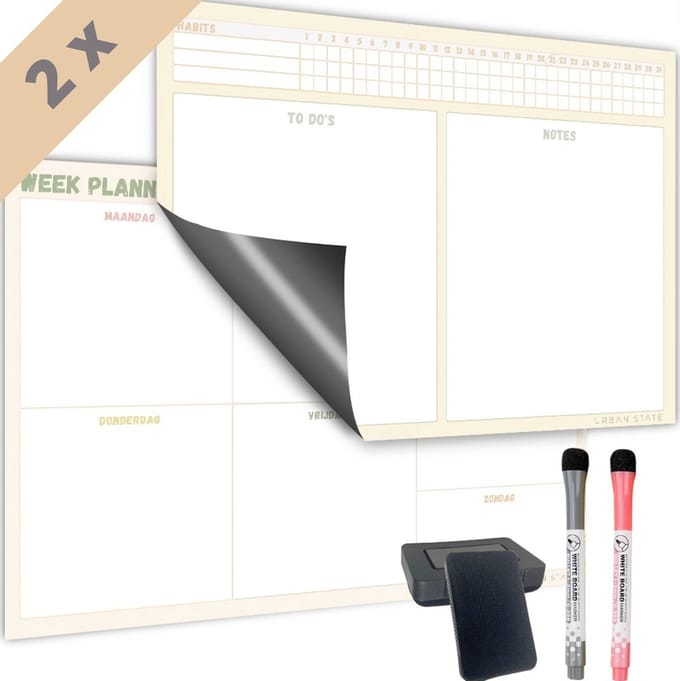Magnetische weekplanner whiteboard (1) - planner magnetisch - planbord - familieplanner - maandplanner magnetisch