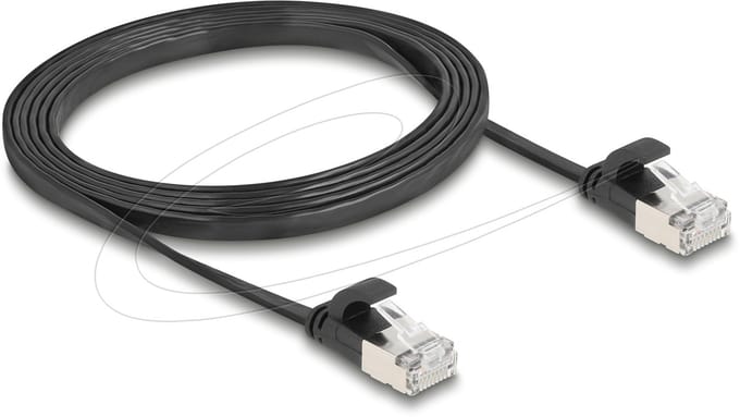 Delock RJ45 Flat Patch Cable plug to plug Cat.6A 1.5 m black