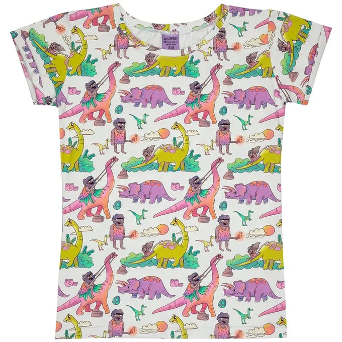 T-shirt dames Raspberry Republic Dino Riders Rainbow