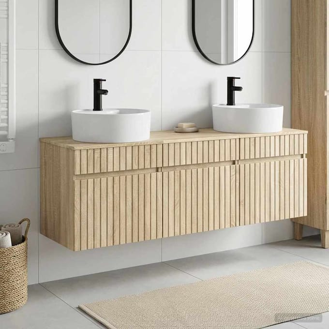 vidaXL - Badkamerkast - set - 3 - st - Sonoma - Eiken - 49 - x - 44,5 - x - 65 - cm