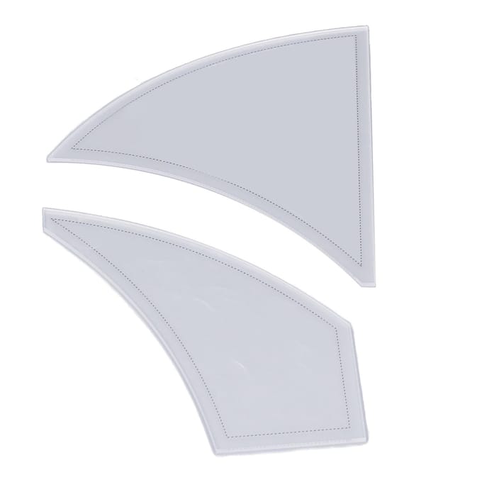 2 PCS Règle de Couture Acrylique Modèle Roue Étoilée Torsadée pour Designers Professionnels et Couturiers 12 white