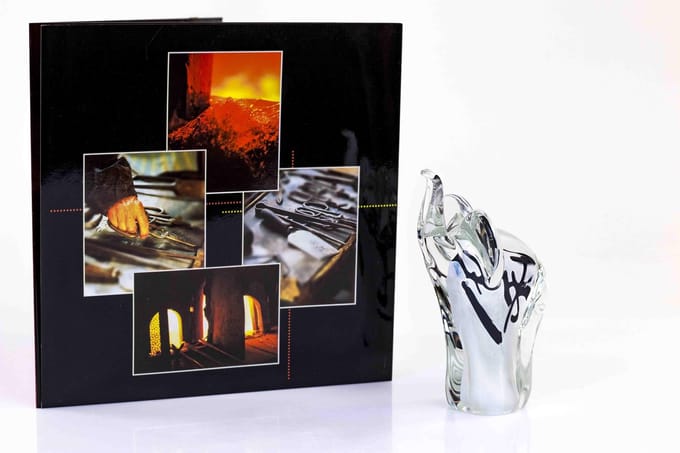 Olifant Beeld Wit met Zwart H12 cm Glascadeau
