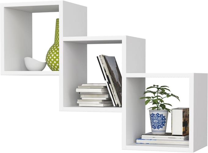 Star Witte Wandplank - Moderne Ophangkast, 78x55x20 cm, Mat Wit Afwerking