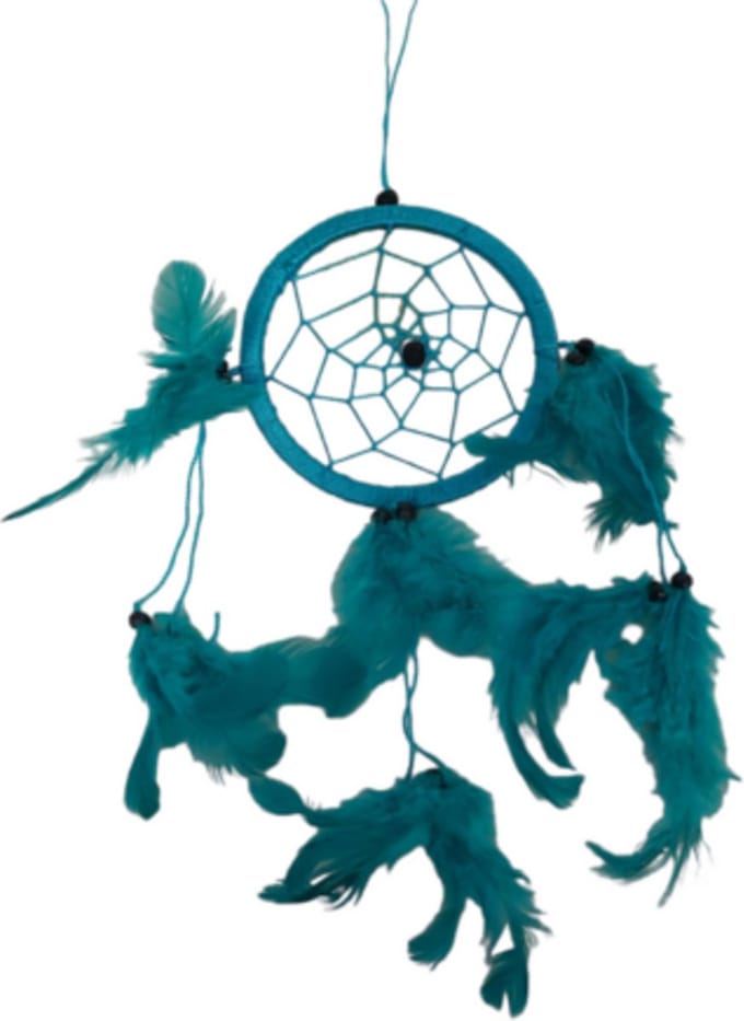 Dromenvanger - 11cm - Turkoois - alleen veren - Dreamcatcher