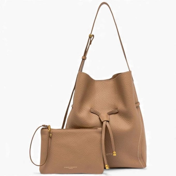 GIANNI CHIARINI Leren schoudertas Sienna Shoulder Bag Clay Lichtbruin