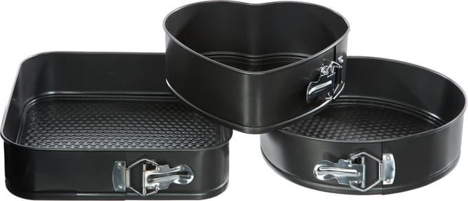 Atmosphera bakvorm springvorm set van 3 - Hart 22x20CM - Rond 24CM- Vierkant 26X26CM- Taartvorm -Bakblik - Antikleef