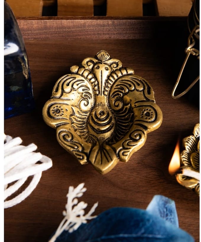 Ghee Lamp Ganesha Messing