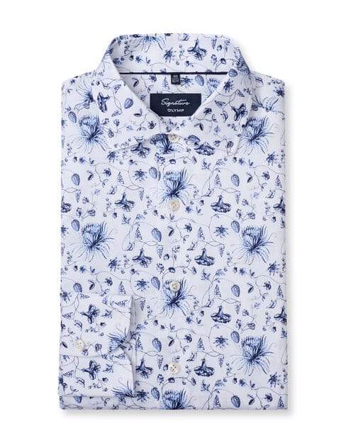 OLYMP Signature Overhemd, Tailored Fit, Signature Kent, Bleu