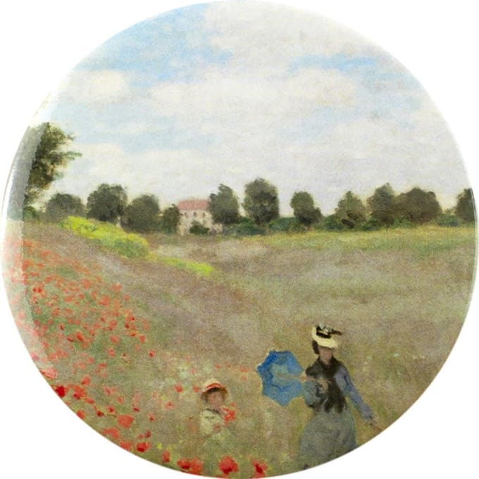 Lanzfeld - Zakspiegeltje Ø 80 mm - Make up spiegel - Monet - Veld met Klaprozen