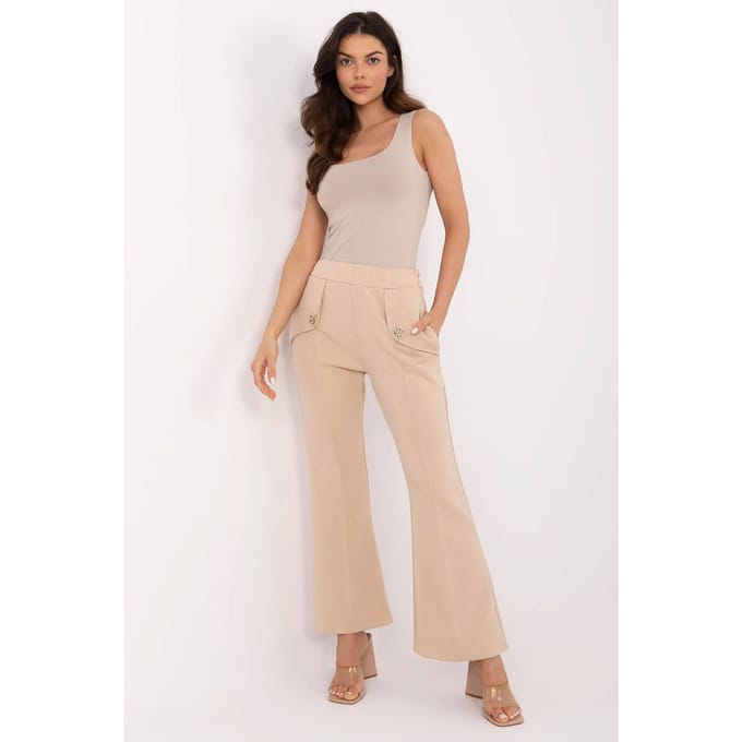 Sculpted Button Pants - Beige - Beige / One Size