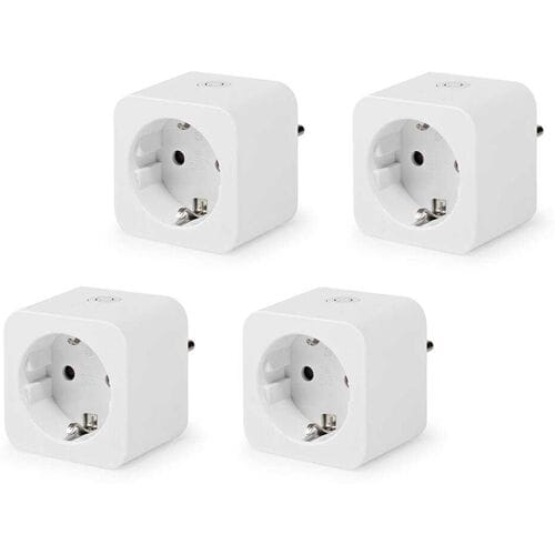 Nedis 4x Slimme stekker - WiFi & Bluetooth - Energiemeter - Compatibel met Amazon Alexa & Google Home - Wit - 16A smart plug