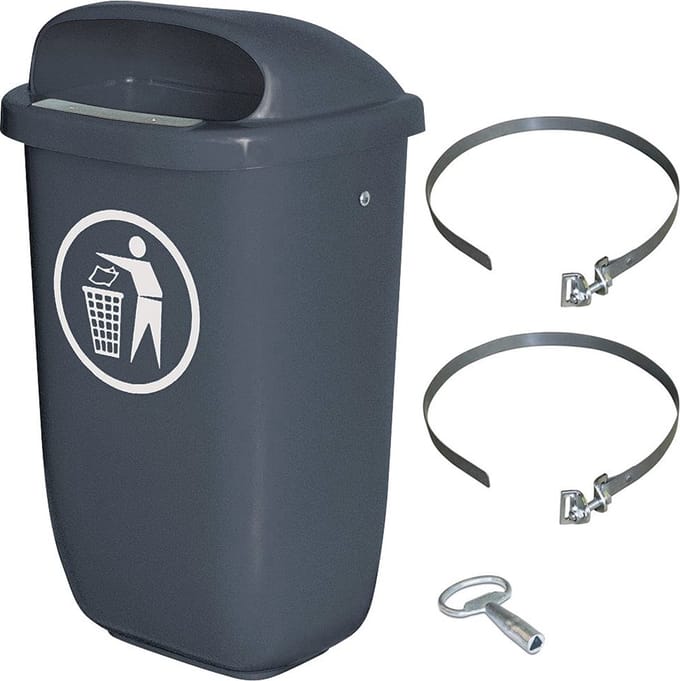 Afvalcontainer Buiten met 50 Liter Inhoud en Klemband