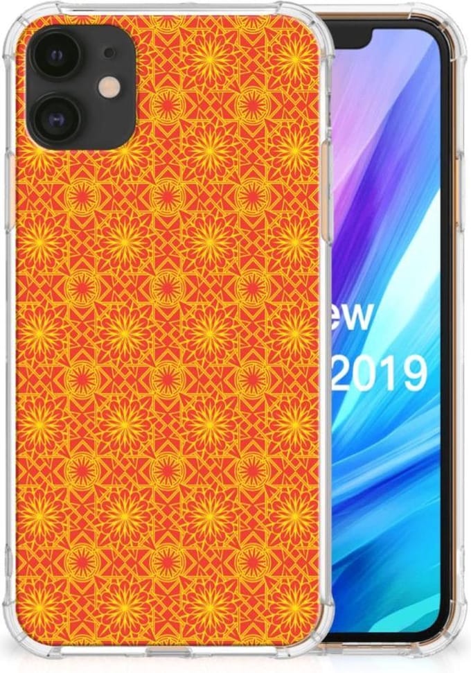 Apple iPhone 11 Doorzichtige Silicone Hoesje Batik Oranje