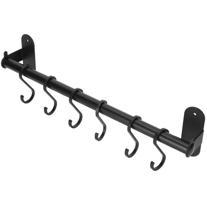 40cm 6 Haken Pannen deksel Hanger Pons Wandgemonteerde Opberg Houder Keuken Gerei Rek Organizer black