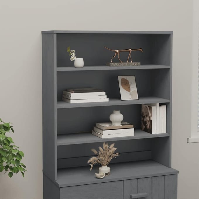 vidaXL - Opzetkast - HAMAR - 90x30x100 - cm - massief - grenenhout - donkergrijs