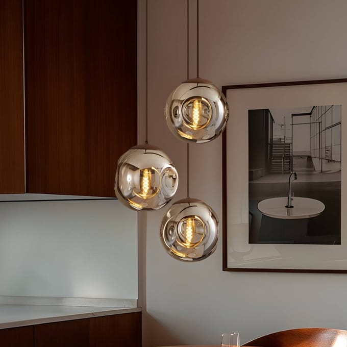 Lindby - hanglamp - 3lichts - Glas, ijzer - E27 - rookgrijs, koffie