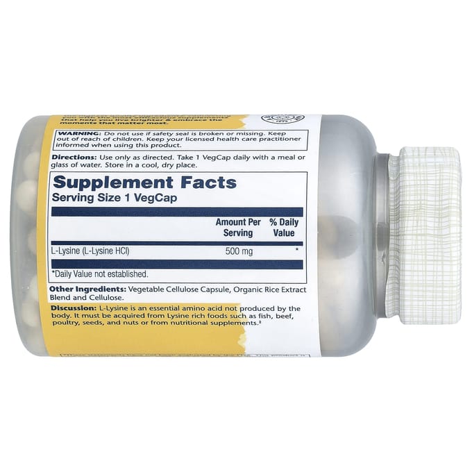L-Lysine, 500 mg, 120 plantaardige capsules