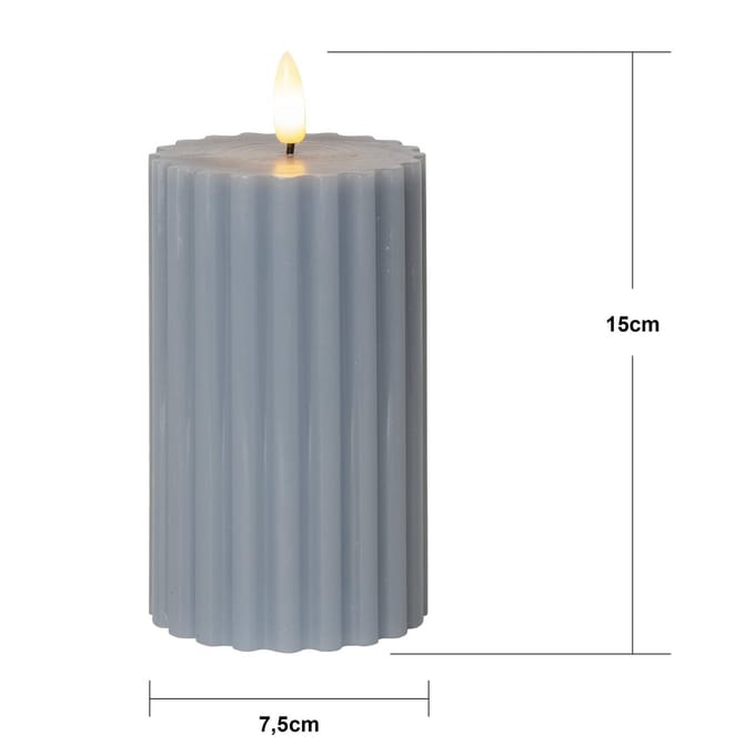 Star Trading LED-kaars van echte was 'Flame Stripe', flikkerend, blauw, 15cm