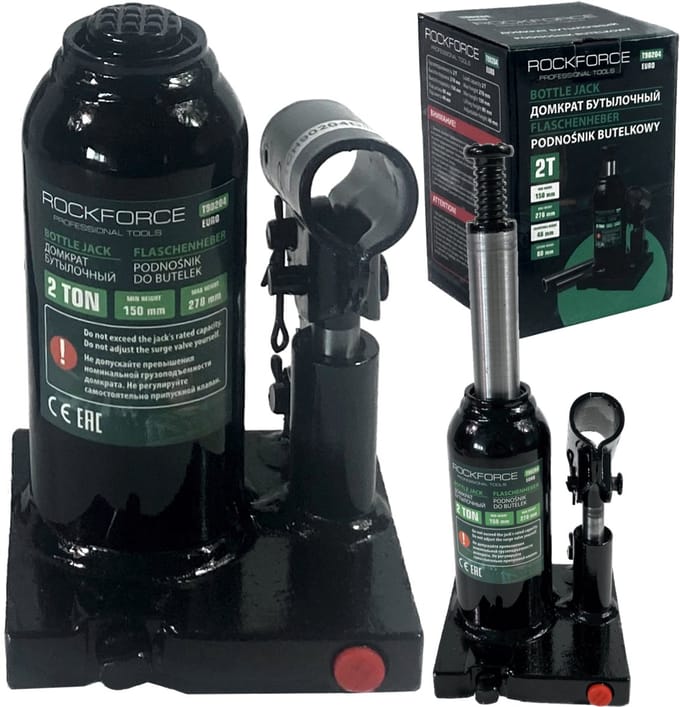 Rockforce RF-T90204 - Hydraulische Butelkrik - 2 Ton - 150-278 mm - Veiligheidsventiel