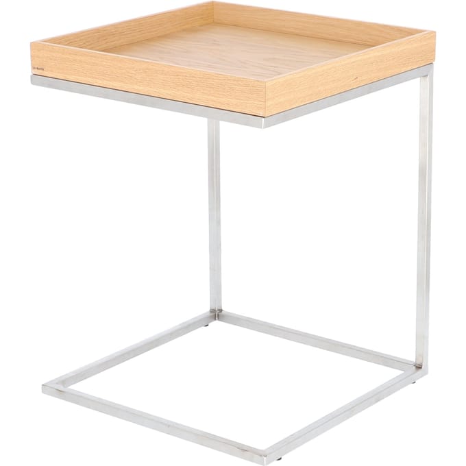 Jan Kurtz - Pizzo Bijzettafel - 40 x 52 x 40 cm - zilver - essen wit