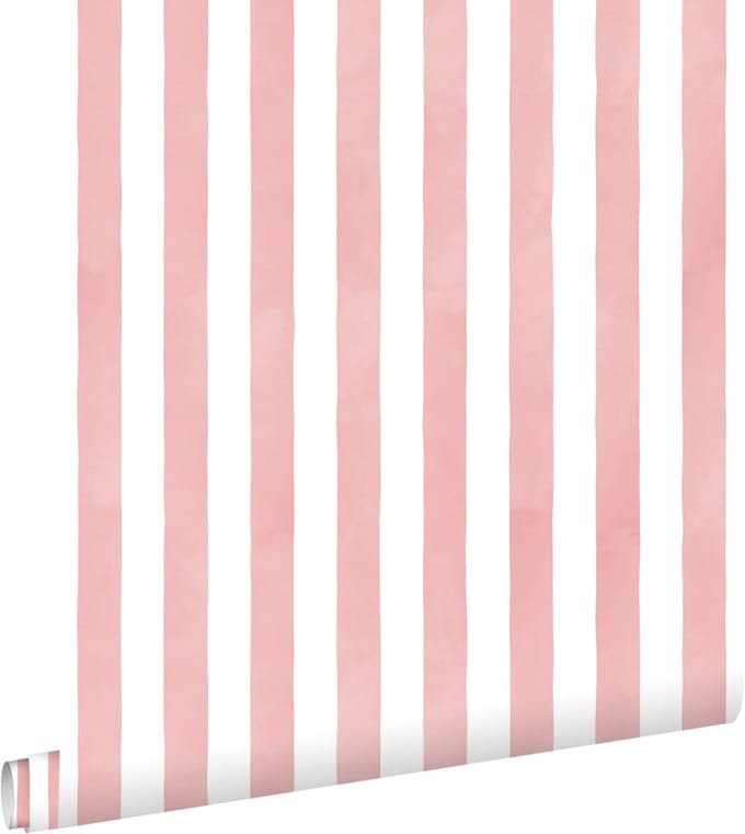 ESTAhome behang strepen roze en wit - 50 x 900 cm - 131306