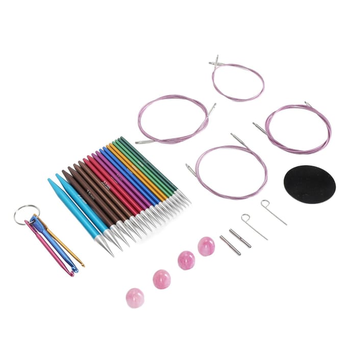 Ensemble d'aiguilles à tricoter circulaires interchangeables de 3,5 à 8 mm, fournitures de tricot portables pour débutants brown