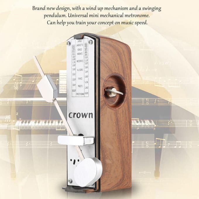 Métronome mécanique universel pour piano guitare violon ukulélé naturel acajou