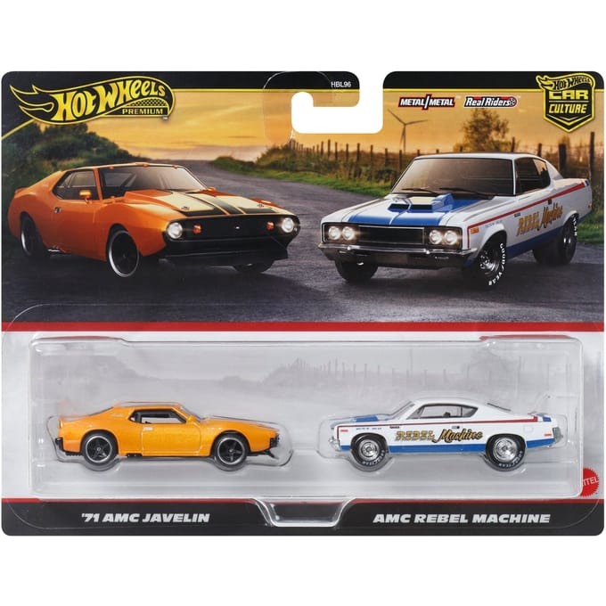Hot Wheels Premium 2-Pack 2025 Mix 1 71 AMC Javelin & AMC Rebel Machine