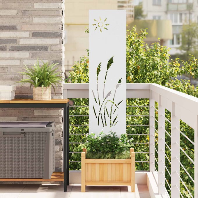 vidaXL - Tuin - Privacy - Scherm - Fretwerk - Wit - 32 - x - 140 - cm - Koudgewalst - staal