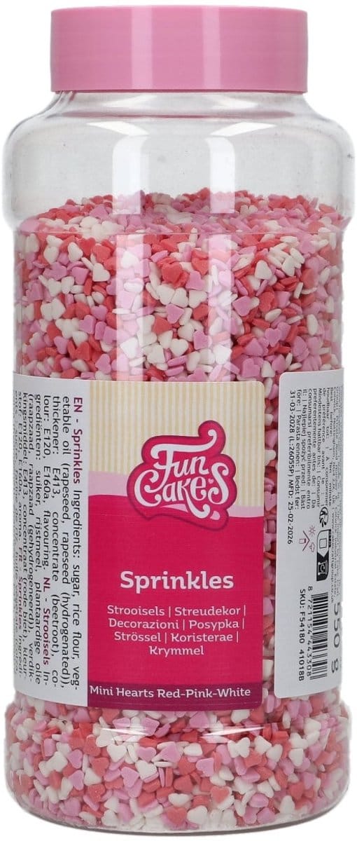 FunCakes Mini Hartjes Rood Roze Wit 550g
