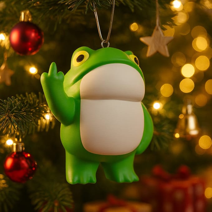 Kerstboom hanger Klein Grappig Middelvinger Kikker Beeldje – 3D-geprinte kerst decoratie