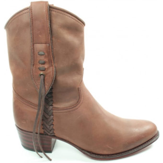 Sendra 8514 Feif- Bruin-Half hoge dames laarzen met stevige hak-maat 39