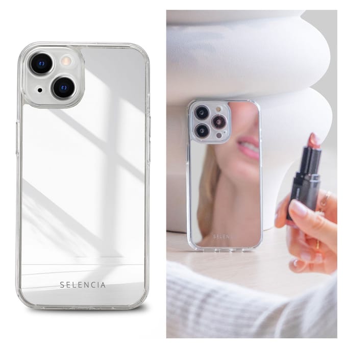 Selencia Mirror Backcover voor de Apple iPhone 14 - Zilver
