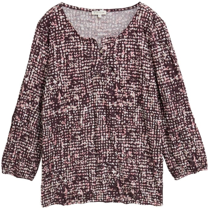 Tom Tailor - Crinkle blouse met patroon - Maat M - dark red abstract dot design