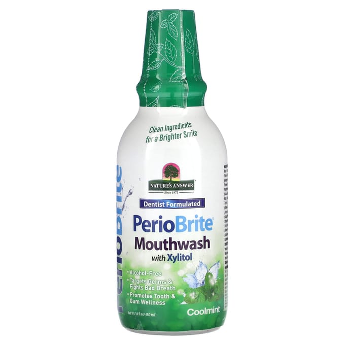 Nature'S Answer, Periobrite, Mouthwash with Xylitol, Cool Mint, 480 Ml (16 Fl Oz) white