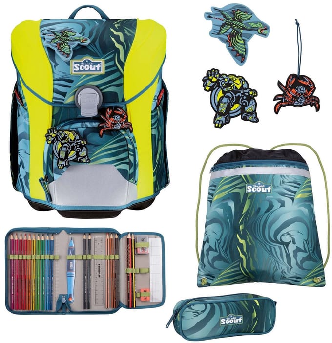 Scout schooltas Basic Micro Set 4-delig Action groengrijs