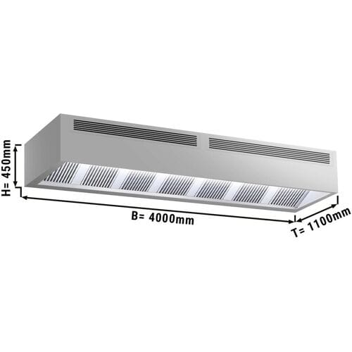 GGM Gastro Induktions-Kastenhaube - 4000mm - ohne Motor - mit Filter