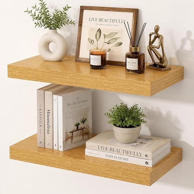 Zwevende plank eiken 40 cm - set van 2