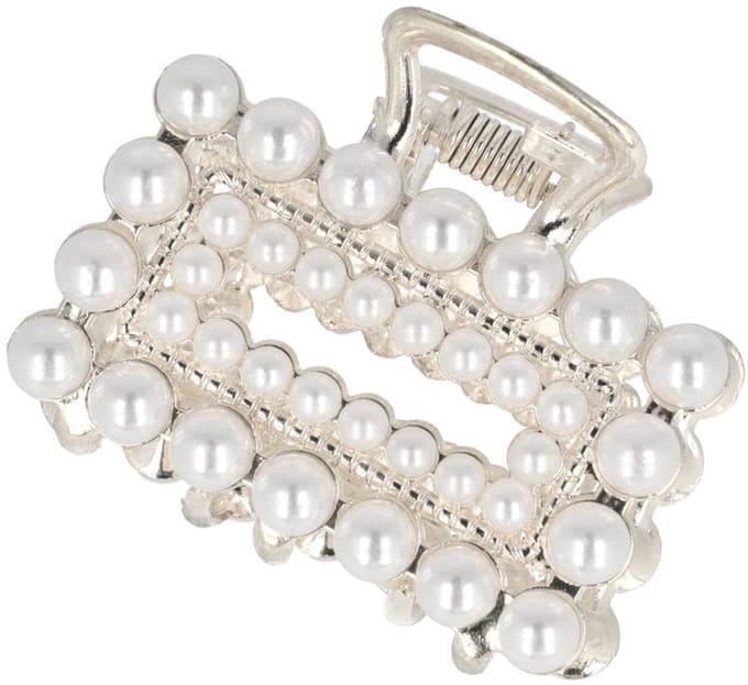 Haarsoires Haarspeld Haarklem 4cm – Recht – Parel – Metaal – Zilver