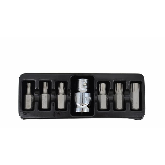 Awtools Black Line Serie - Torx Bitset - 7 stuks - Inclusief Adapter