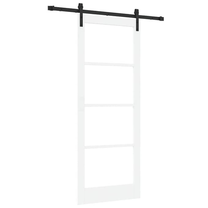 vidaXL - Schuifdeur - ORKDAL - Wit - 83 - x - 211 - cm - Massief - grenenhout - en - glas