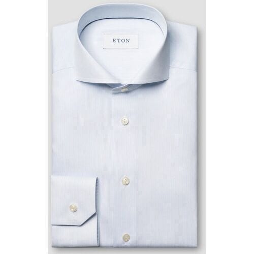 Eton Overhemd Fine Stripe Cotton Twill Licht Blauw / male
