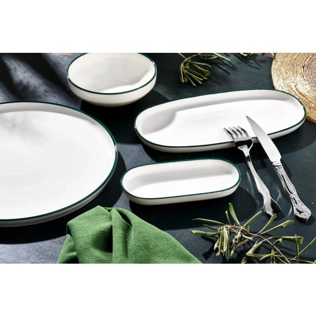 Rinart Dinerbord - Green Edge - Porselein - 28 cm - set van 6
