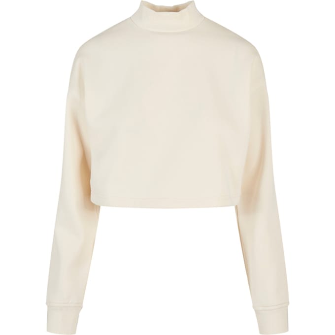 Urban Classics - Oversized High Neck Crew Crop Sweater/Trui - L - Creme