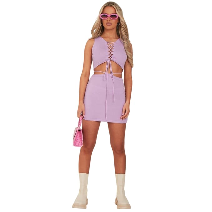 Missy Empire Gebreide minirok voor dames (Lila)