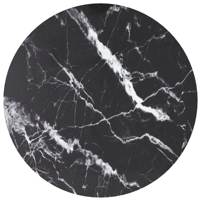 vidaXL - Tafelblad - Ø70x0,8 - cm - gehard - glas - met - marmeren - design - zwart