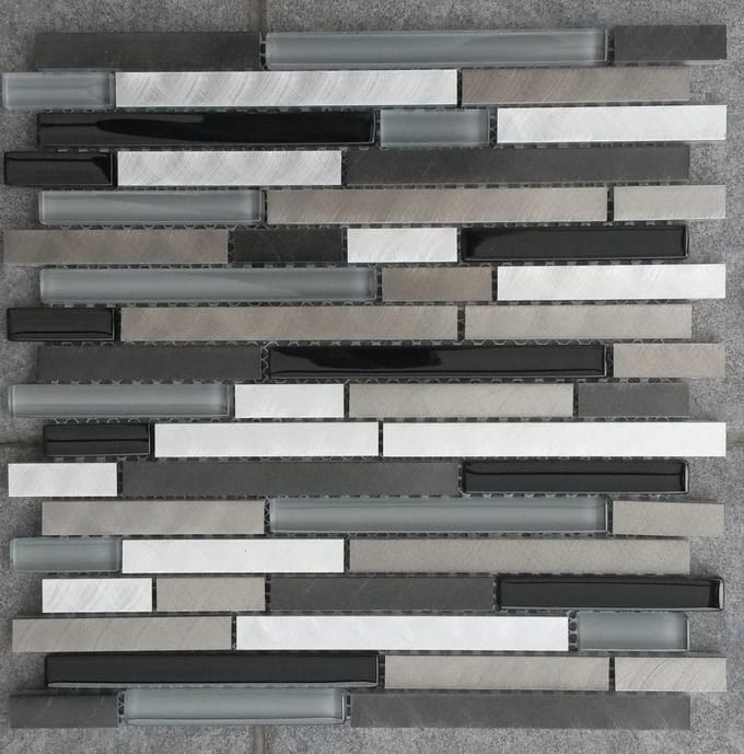 Mozaiek tegel zwart glas aluminium