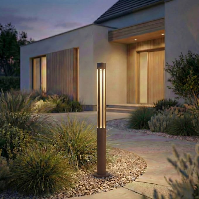 Lindby LED tuinpadverlichting Fjorya, hoogte 60 cm, bruin, IP65